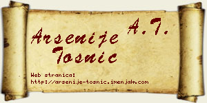 Arsenije Tošnić vizit kartica